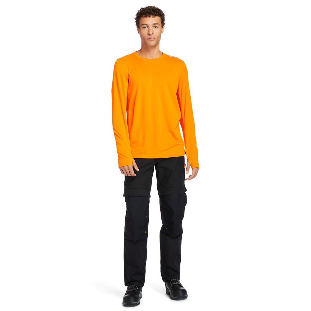 Timberland Mens T-Shirts PRO® Wicking Good Long Sleeve - Orange - India ZC0576812